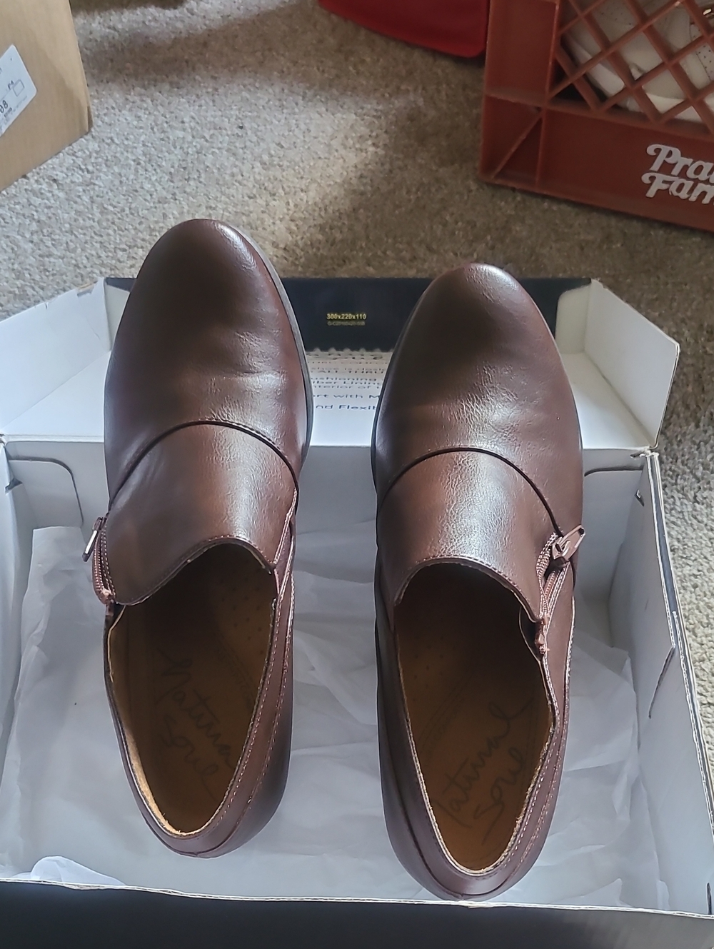 Natural Soul Women’s Brown Leather Slip-On Loafers